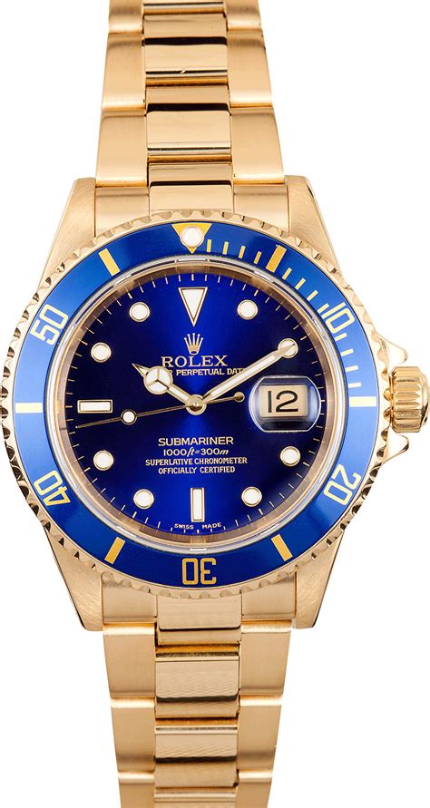 second hand gold rolex submariner|rolex submariner 18k gold price.